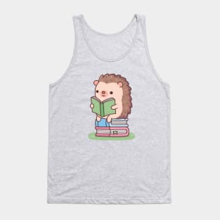 Cute Hedgehog Reading A Book Tank Top